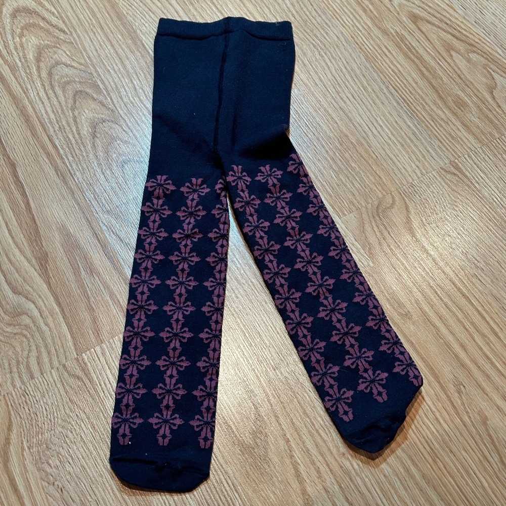 Matilda Jane Girls XXS Navy Blue Purple Patterned‎ Pima Cotton Knit Tights